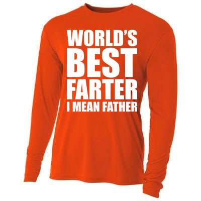 World's Best Farter I Mean Father Funny Dad Logo Cooling Performance Long Sleeve Crew