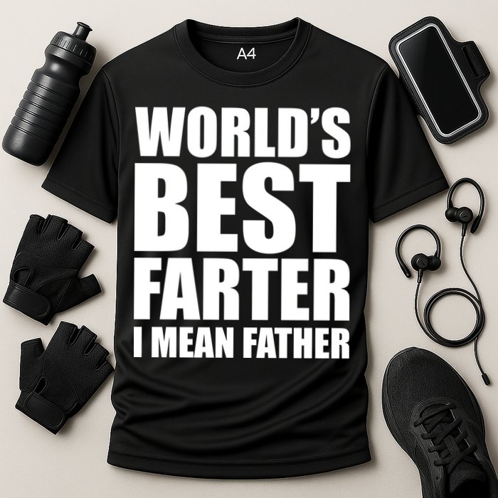 World's Best Farter I Mean Father Funny Dad Logo Cooling Performance Crew T-Shirt