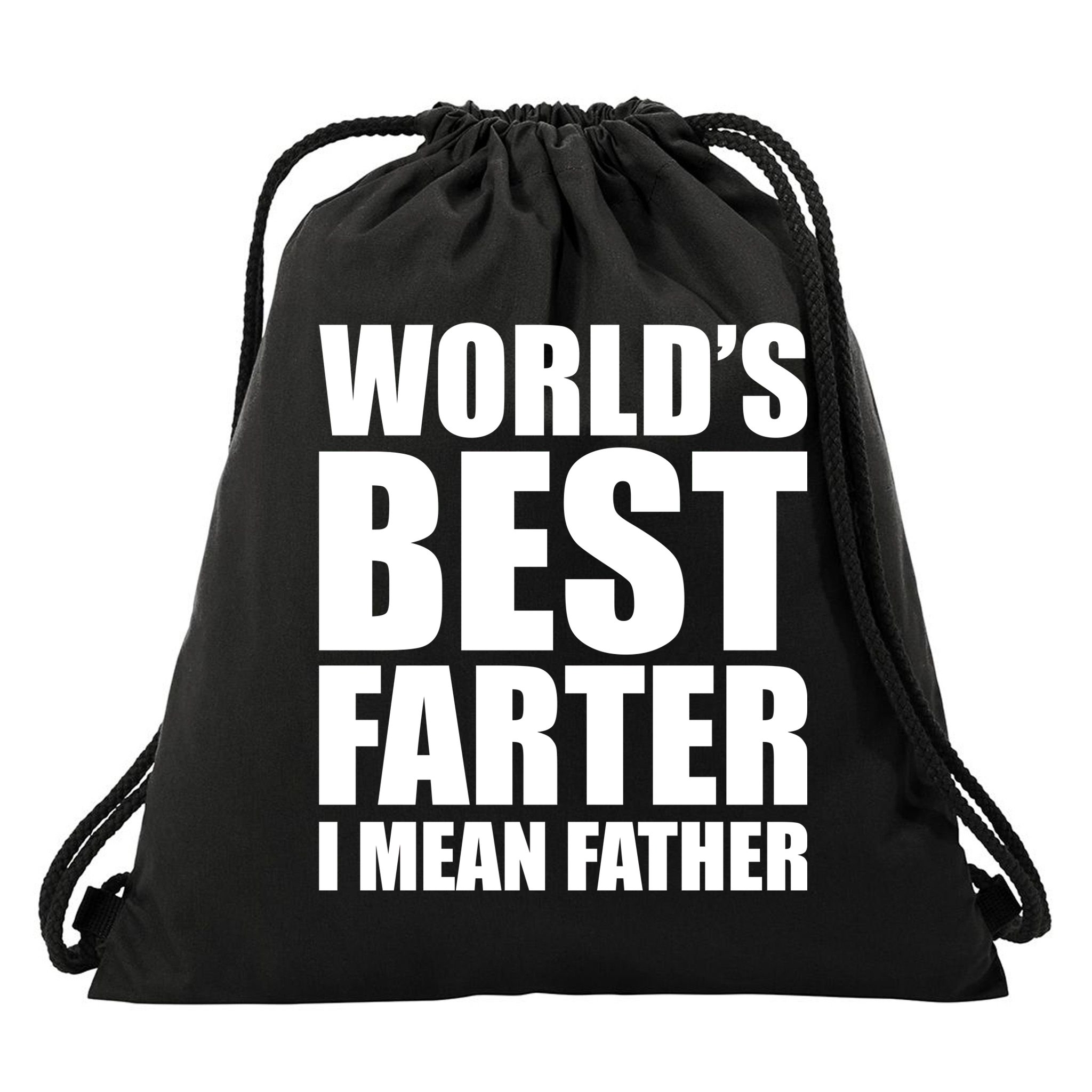 World's Best Farter I Mean Father Funny Dad Logo Drawstring Bag