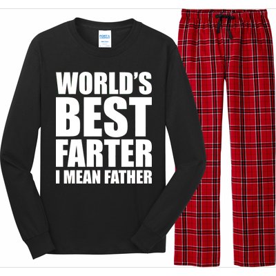 World's Best Farter I Mean Father Funny Dad Logo Long Sleeve Pajama Set