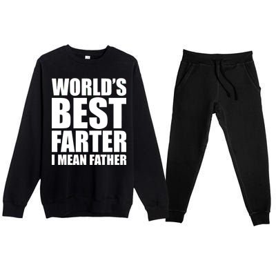 World's Best Farter I Mean Father Funny Dad Logo Premium Crewneck Sweatsuit Set