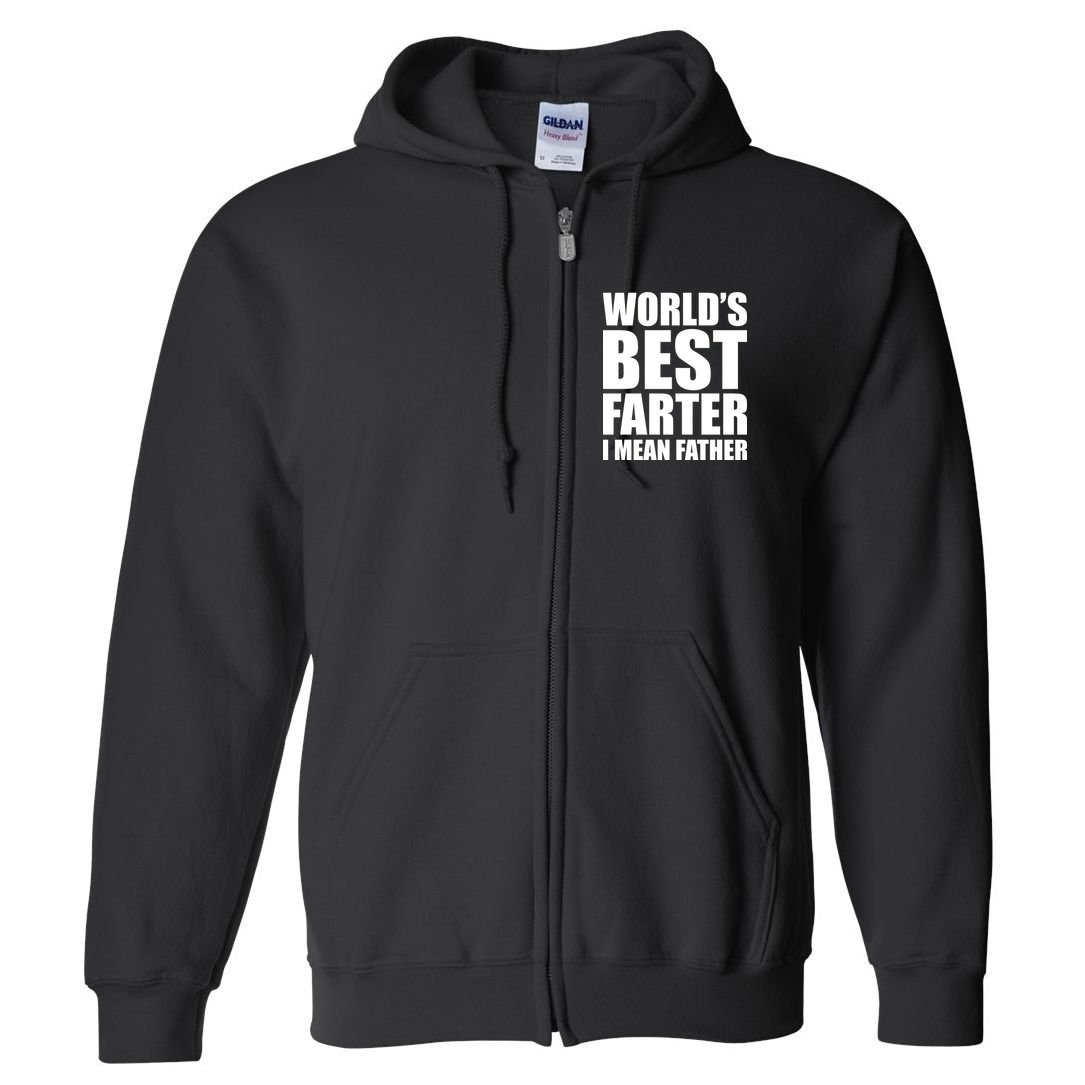 World's Best Farter I Mean Father Funny Dad Logo Full Zip Hoodie