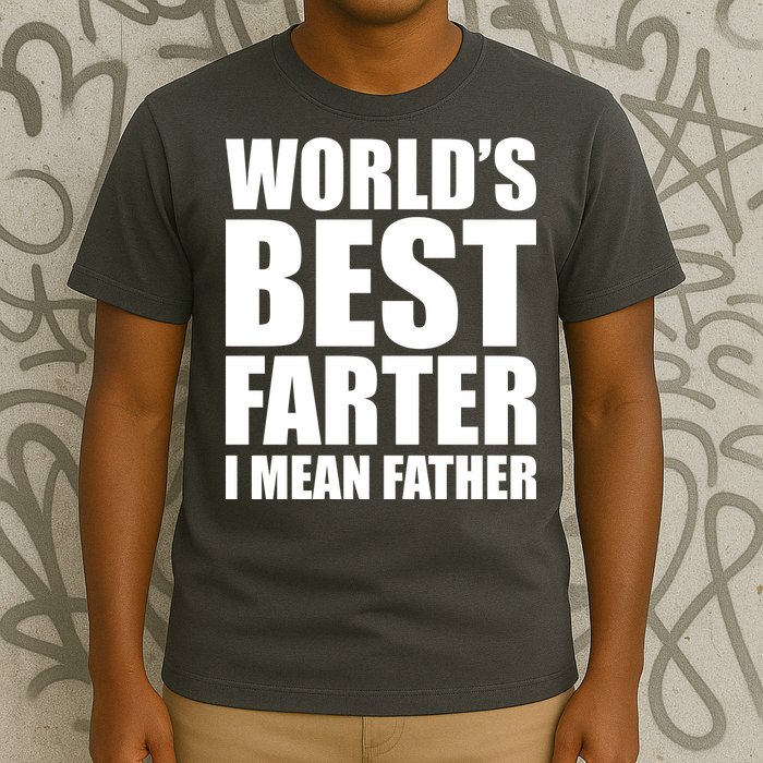World's Best Farter I Mean Father Funny Dad Logo T-Shirt