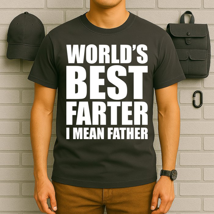 World's Best Farter I Mean Father Funny Dad Logo T-Shirt