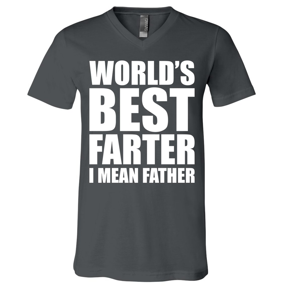 World's Best Farter I Mean Father Funny Dad Logo V-Neck T-Shirt
