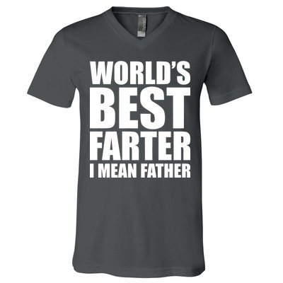 World's Best Farter I Mean Father Funny Dad Logo V-Neck T-Shirt