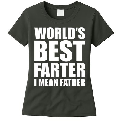 World's Best Farter I Mean Father Funny Dad Logo Womens T-Shirt
