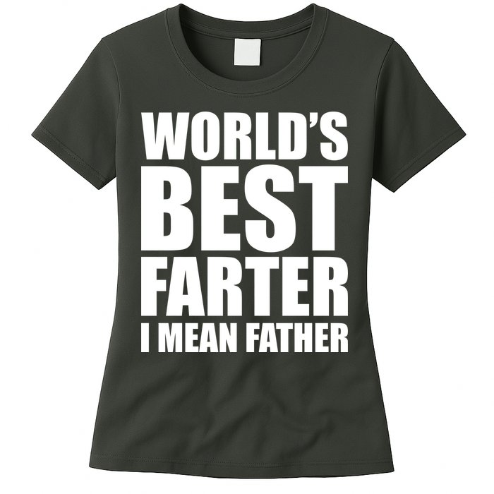 World's Best Farter I Mean Father Funny Dad Logo Womens T-Shirt