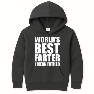 World's Best Farter I Mean Father Funny Dad Logo Kids Hoodie