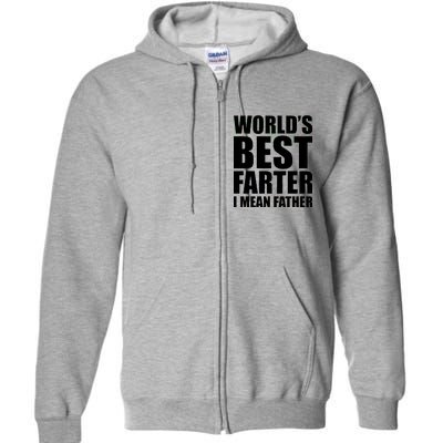 World's Best Farter I Mean Father Funny Dad Logo Full Zip Hoodie