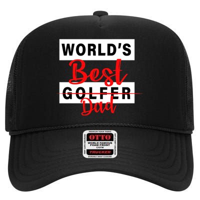 World's Best Golfer Dad High Crown Mesh Back Trucker Hat