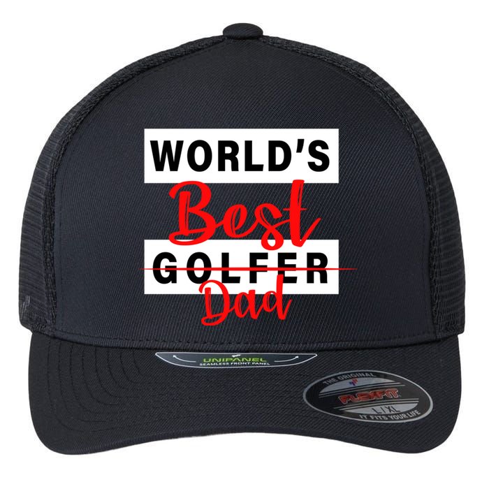 World's Best Golfer Dad Flexfit Unipanel Trucker Cap