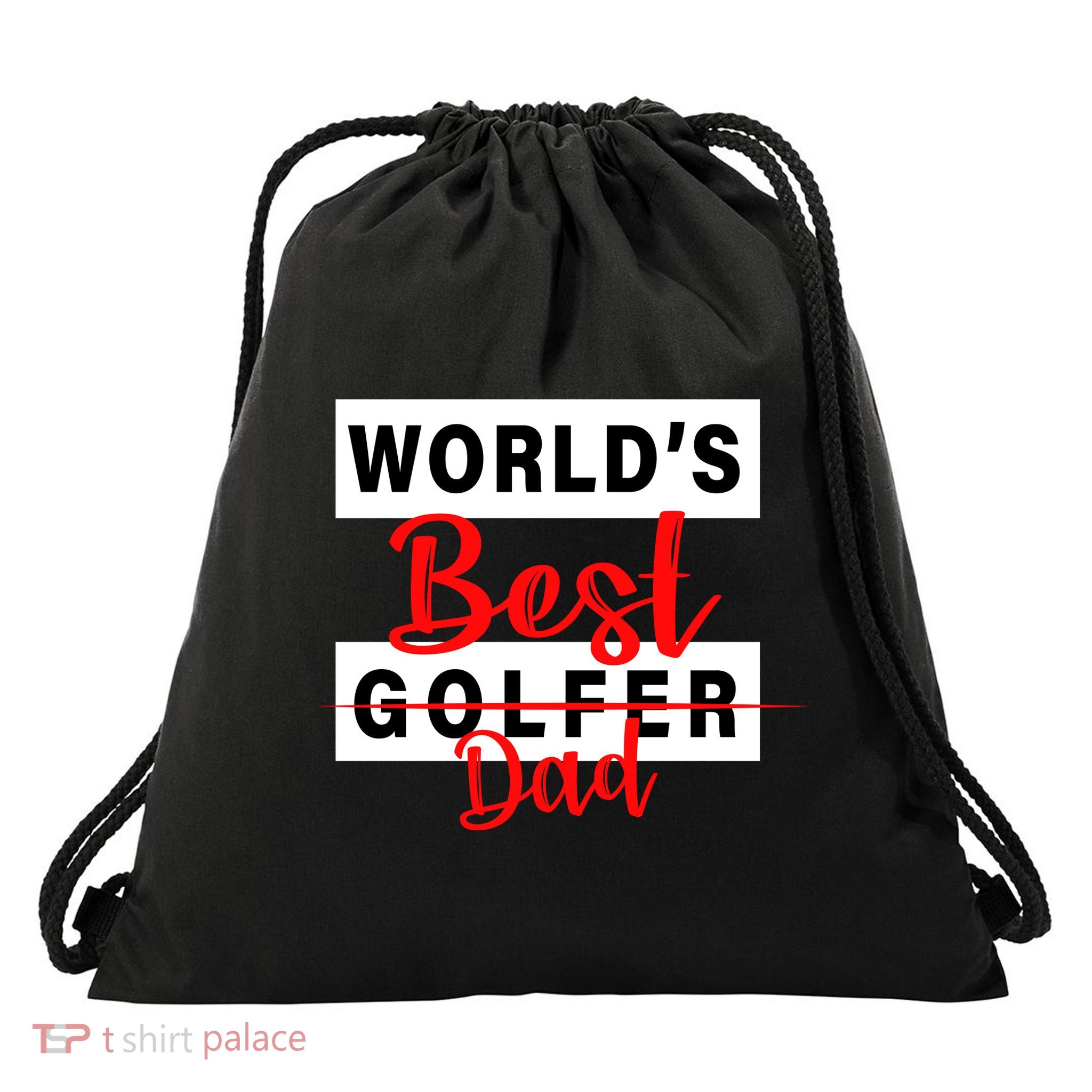 World's Best Golfer Dad Drawstring Bag