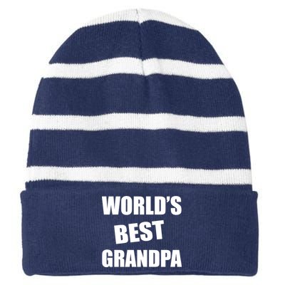 World's Best Grandpa Striped Beanie with Solid Band