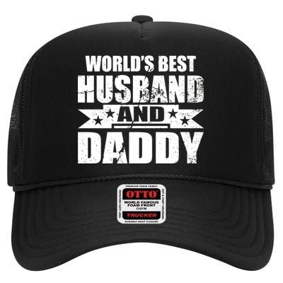 World's Best Husband And Daddy High Crown Mesh Back Trucker Hat