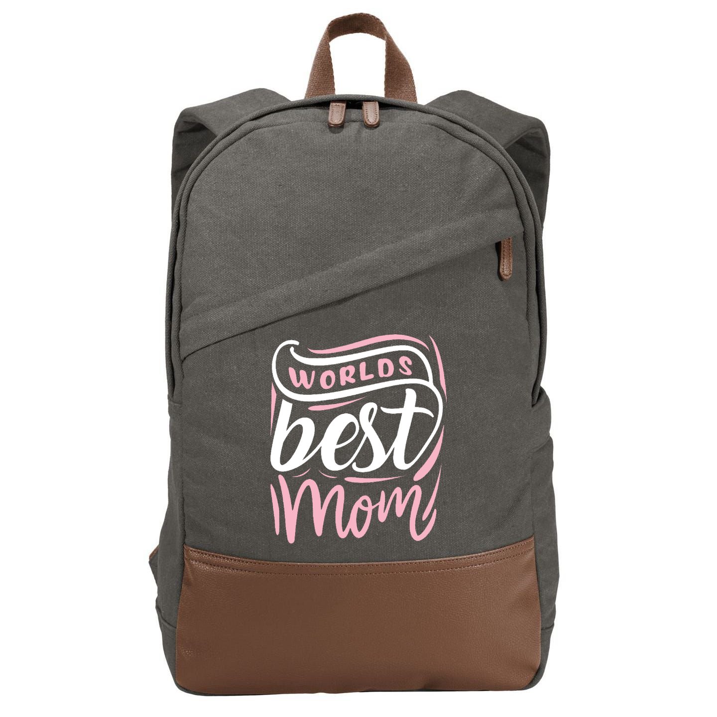 Worlds Best Mom Mothers Day Gift Cotton Canvas Backpack