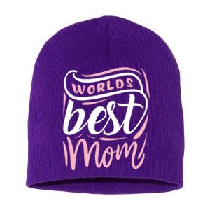 Worlds Best Mom Mothers Day Gift Short Acrylic Beanie