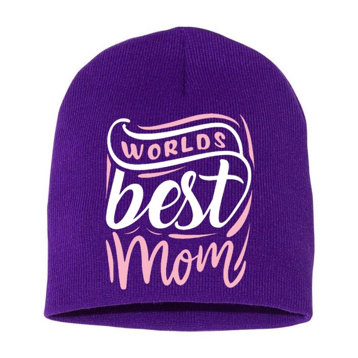 Worlds Best Mom Mothers Day Gift Short Acrylic Beanie