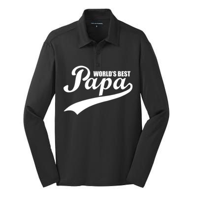 World's Best Papa Silk Touch Performance Long Sleeve Polo