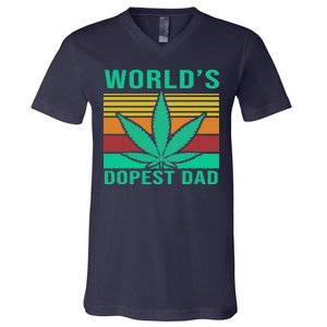 World's Dopest Dad Funny Retro V-Neck T-Shirt