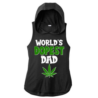 World's Dopest Dad Marijuana Weed  Ladies PosiCharge Tri-Blend Wicking Draft Hoodie Tank