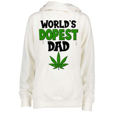 World's Dopest Dad Marijuana Weed  Womens Funnel Neck Pullover Hood