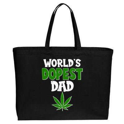 World's Dopest Dad Marijuana Weed  Cotton Canvas Jumbo Tote