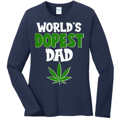 World's Dopest Dad Marijuana Weed  Ladies Long Sleeve Shirt