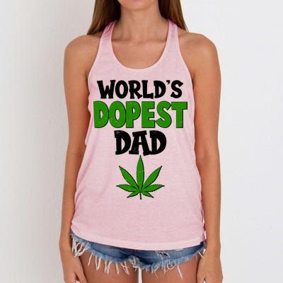 World's Dopest Dad Marijuana Weed  Women's Knotted Racerback Tank