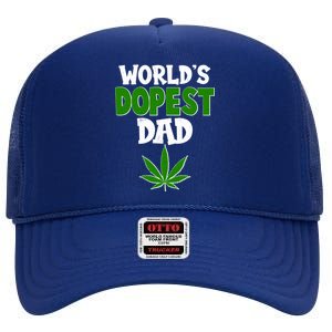 World's Dopest Dad Marijuana Weed  High Crown Mesh Back Trucker Hat