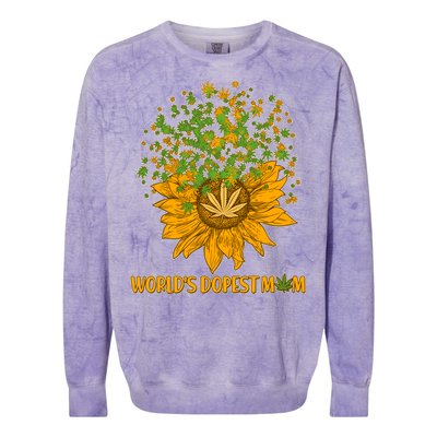 World's Dopest Mom Sunflower Colorblast Crewneck Sweatshirt