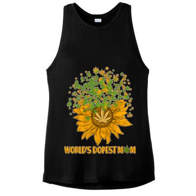 World's Dopest Mom Sunflower Ladies PosiCharge Tri-Blend Wicking Tank