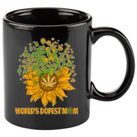 World's Dopest Mom Sunflower 11oz C Handle Ceramic Mug