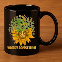 World's Dopest Mom Sunflower 11oz C Handle Ceramic Mug