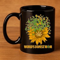 World's Dopest Mom Sunflower 11oz C Handle Ceramic Mug