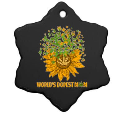 World's Dopest Mom Sunflower Ceramic Star Ornament