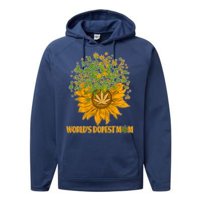 World's Dopest Mom Sunflower Performance Fleece Hoodie