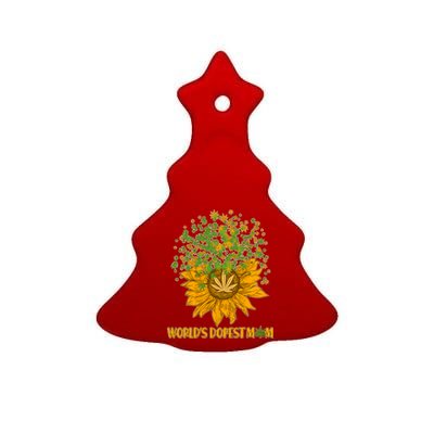 World's Dopest Mom Sunflower Ceramic Tree Ornament