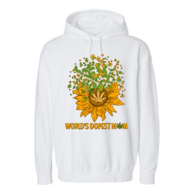 World's Dopest Mom Sunflower Garment-Dyed Fleece Hoodie