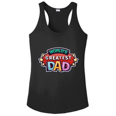 World's Greatest Dad Colorful Father's Day Ladies PosiCharge Competitor Racerback Tank