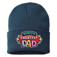 World's Greatest Dad Colorful Father's Day Sustainable Knit Beanie