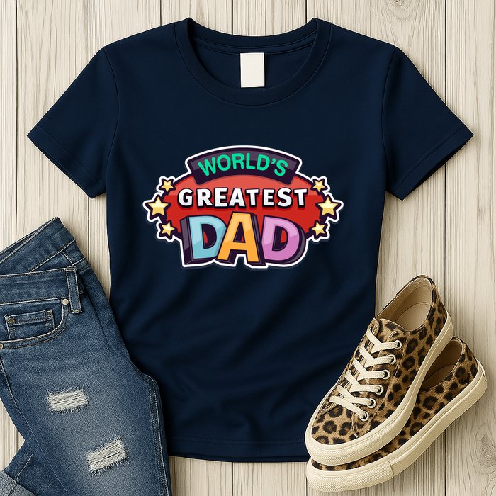 World's Greatest Dad Colorful Father's Day Womens T-Shirt