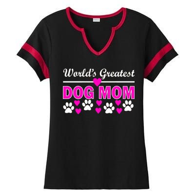 World's Greatest Dog Mom Ladies Halftime Notch Neck Tee