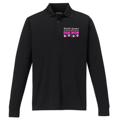 World's Greatest Dog Mom Performance Long Sleeve Polo