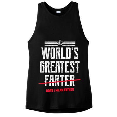 World's Greatest Farter Oops I Mean Father Ladies PosiCharge Tri-Blend Wicking Tank