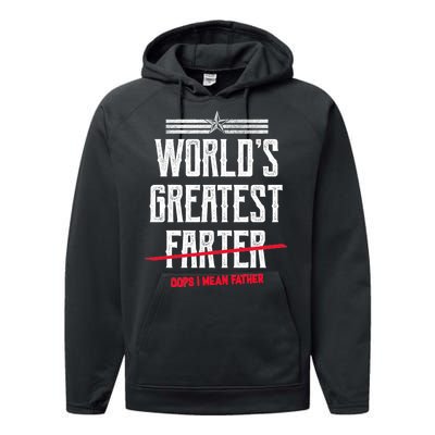 World's Greatest Farter Oops I Mean Father Performance Fleece Hoodie