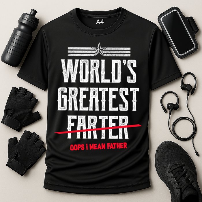 World's Greatest Farter Oops I Mean Father Performance Shirt