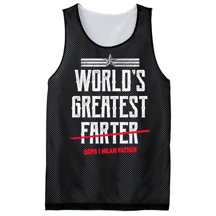 World's Greatest Farter Oops I Mean Father Mesh Reversible Basketball Jersey Tank