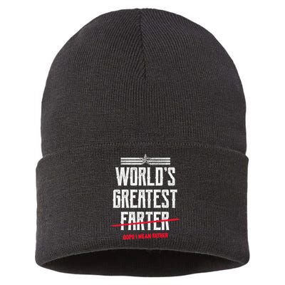 World's Greatest Farter Oops I Mean Father Sustainable Knit Beanie