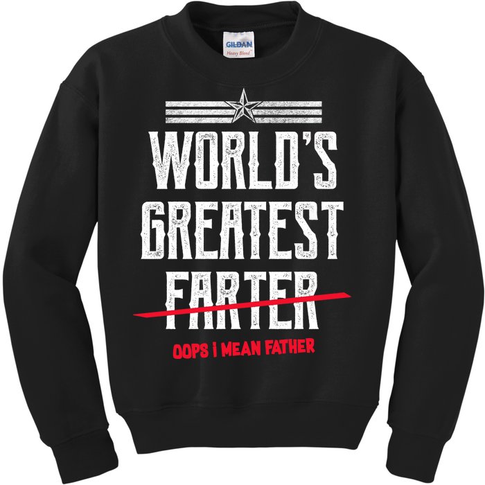 World's Greatest Farter Oops I Mean Father Kids Sweatshirt